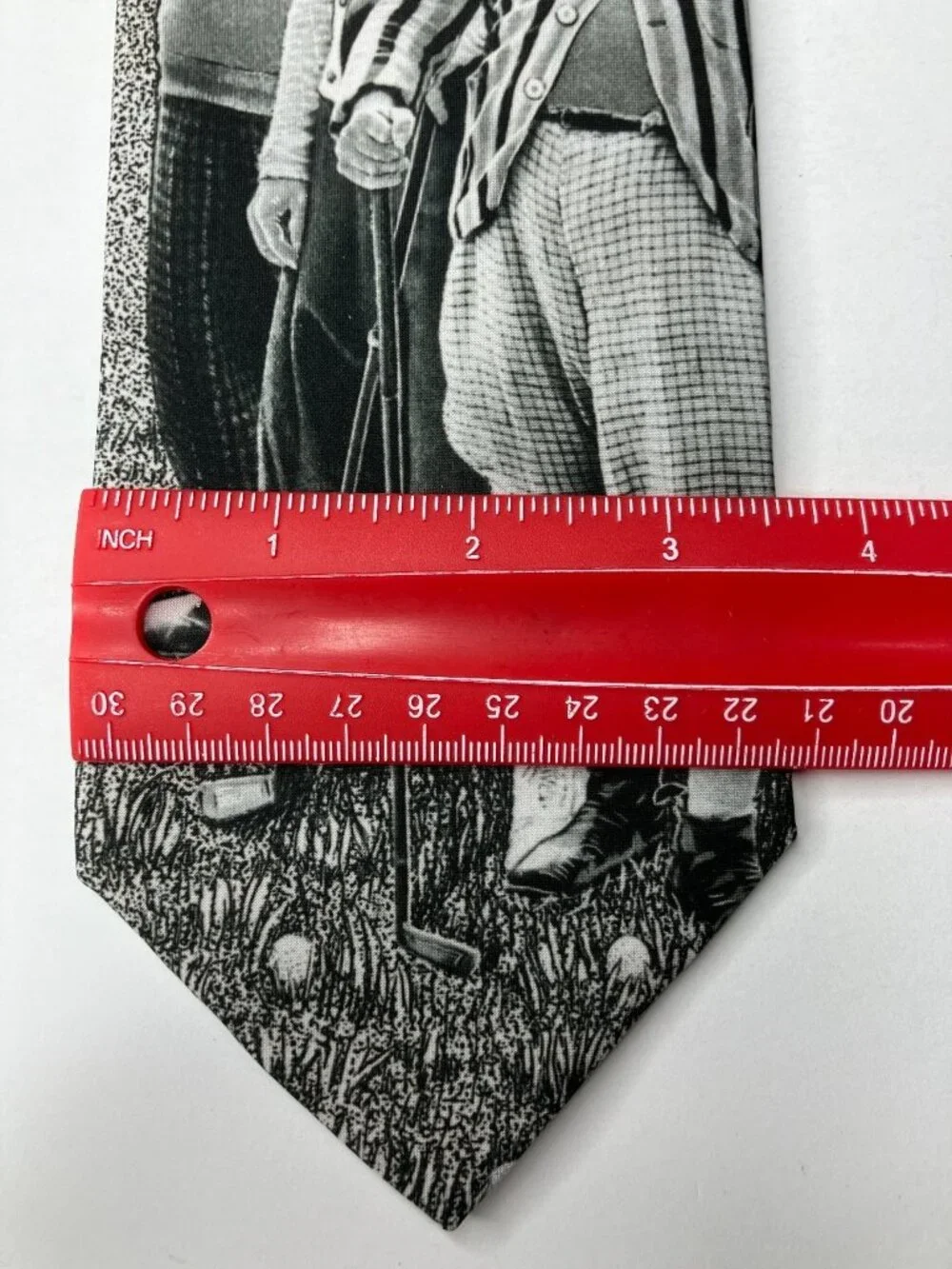 Vintage 90's RALPH MARLIN Men’s Tie Black White Three Stooges Golfing Novelty